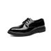 Korean Version Glossy Pointed Business Men's British Fashion Solid Color Formal Derby Shoes, Black Versatile Lace Up_vogvips.com