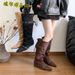 Post-apocalyptic Hot Girl Hidden Heel Western Cowboy Women Autumn Winter Slouch Lace-up Slimming Over-the-Knee Long Slim_vogvips.com