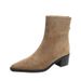 Trendy Short For Women 2025 Autumn New Style Single Thick Heel Back Zipper French Suede Ankle Martin Boots_vogvips.com