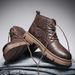 European Warm Series Martin High Mid Top New British Style Men's Leather Shoes Autumn Winter Fleece Lined Short Boots_vogvips.com