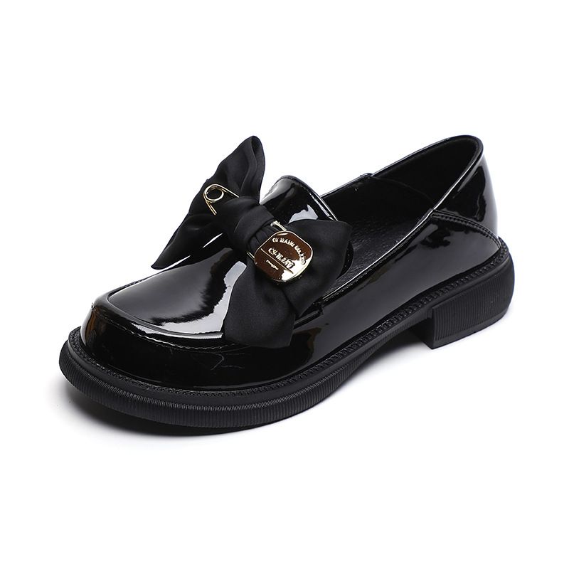 Thick-soled Loafers Women's Spring And Autumn Retro British Style Small Leather Shoes Black Bow Slip-on Soft-soled Single Shoes Women_vogvips.com