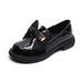 Thick-soled Loafers Women's Spring And Autumn Retro British Style Small Leather Shoes Black Bow Slip-on Soft-soled Single Shoes Women_vogvips.com