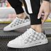 Men's Shoes Board Shoes Little White Shoes Low-top Cowhide Surface Printed Flat-bottomed Sports And Leisure Shoes_vogvips.com