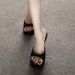 French Square Toe Niche Styleoutwearbowsmuller High-heeled Slippers For Women, Thin-heeled Sandals, Black Sexy Half Slippers_vogvips.com