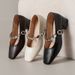 Square-toed Buckle Strap Women's Leather 2026 Summer New Style, Low-heeled Retro Mary Jane Shoes, Elegant And Suitable_vogvips.com