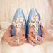 Women's Shoes Satin Wedding Heels – Floral Pointed Toe Pumps (7cm Slim Heel & Anti-Slip)_vogvips.com