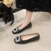 Flat, Shallow, Square-toed Slip-on Shoes, 2025 New Fashion Casual Style, Comfortable For The Feet, Leather, Soft Sole,_vogvips.com