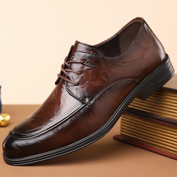 Euro Step New Genuine Casual Business Trendy Leather Brogue Fashion Men's Shoes_vogvips.com