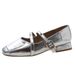 French Single Shoes Women's Thick Heel High Heels With Skirt Silver Temperament Mary Jane Women's Shoes Large Size Shoes_vogvips.com