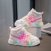 Girls' High-Top Sneakers With Star & Tassel Design, PU Upper, Non-Slip Rubber Sole, Lightweight Casual Shoes For Kids (Pink/Purple, Sizes 26-37)_vogvips.com