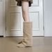 In Stock Pointed Toe Lamb Wool Heel Long For Women 2025 Autumn Winter High Tube Wedge Fleece Lined Warm Snow Boots_vogvips.com