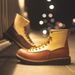 European Warm Series Large Yellow Autumn Winter Handmade Stitched Genuine Leather Cowhide Martin White Shoes Patchwork Work Men's Boots_vogvips.com