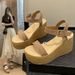 plus-size Summer New Style Platform Wedge Heel Thick-soled Waterproof Suede Women's Sandals_vogvips.com