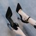 Black High Heels Women 2025 European Station Model Internet Celebrity Fashion Sexy Elegant Pointed Toe One-Strap Thin_vogvips.com