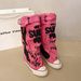 Women's Shoes Boots Women's Retro Flat Graffiti Mid Calf Boots Sexyy Large Size Fashion Pile Boots_vogvips.com