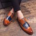 Euro Step 2025 Spring New Brogue Color Block Large Size Men's Fashion Trend Ethnic Style Formal Leather Shoes_vogvips.com