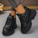 Women S Fashion White Platform Thick Sole Non Slip Sports Shoes For Lace Up Height Increase Chunky Sneakers_vogvips.com