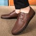 Large Size First Layer Men's Shoes Hole Casual Leather Shoes Lace-up Work Flats_vogvips.com