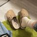 women's Shoe With A Cork Sole On The Toe Cap A Half Flip-flop On The Top._vogvips.com
