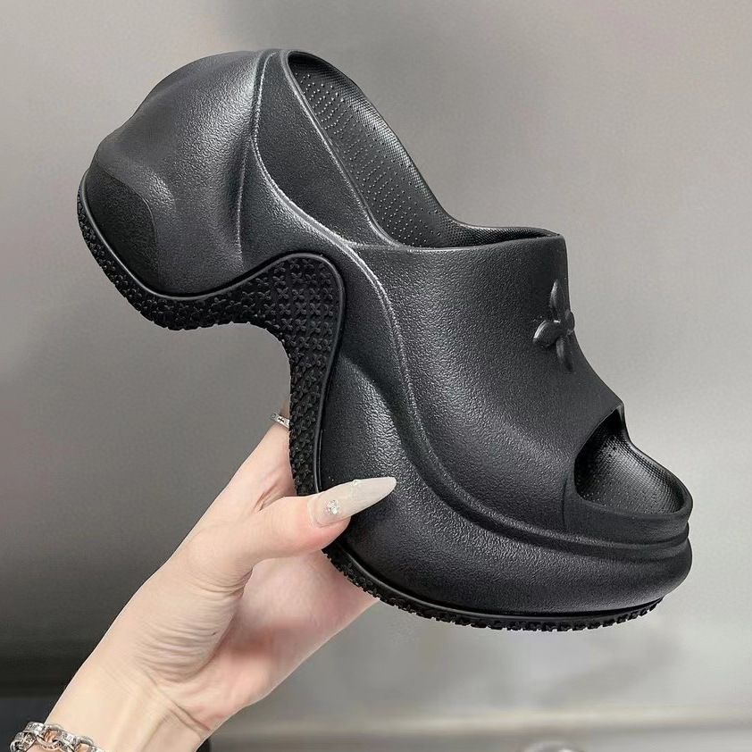 2026 Cross Top Version 9cm Flower Thick Sole Slippers For Women Summer Outdoor Fashion New Platform Height Increasi_vogvips.com