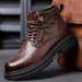 European Warm Series Men's Martin British Style Motorcycle Mid-Top Casual Cotton Shoes Thick Sole Large Size Work Non-Slip Snow Boots_vogvips.com