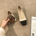 2025 New Spring And Autumn Color Blocked Small Fragrant Style Women's Pearl Chain Low Heel Versatile Square Head Shallow_vogvips.com