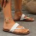Flip-flops Women's Casual Simple Woven Flat Slippers Large Size Solid Color Beach Slippers_vogvips.com