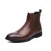 Men's Chelsea Boots Winter Faux Leather Slip-On Boots With Fleece Lining, Fashion Pointed Toe Low Heel Ankle Boots For Casual & Dress_vogvips.com
