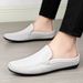 Summer Men Casual Loafers Fashion Breathable Genuine Leather Slippers Outdoor Light Mules Cool Half Shoes Italian Design_vogvips.com