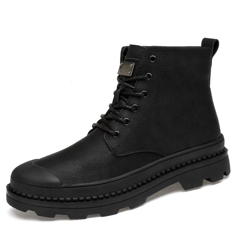 Men's Martin Boots Outdoor, Short Boots Fleece Warm Men's Leather Boots European And American Men's Shoes Military Boots_vogvips.com
