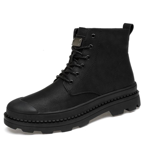 Men's Martin Boots Outdoor, Short Boots Fleece Warm Men's Leather Boots European And American Men's Shoes Military Boots_vogvips.com