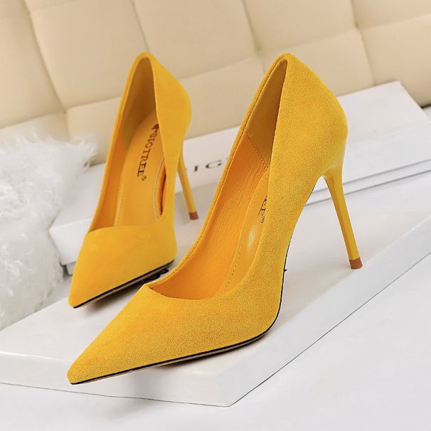 825-3 Korean Style Fashion Simple Stiletto Suede Shallow Pointed Toe High Heels Women's Sexy Slimming Single Shoes_vogvips.com