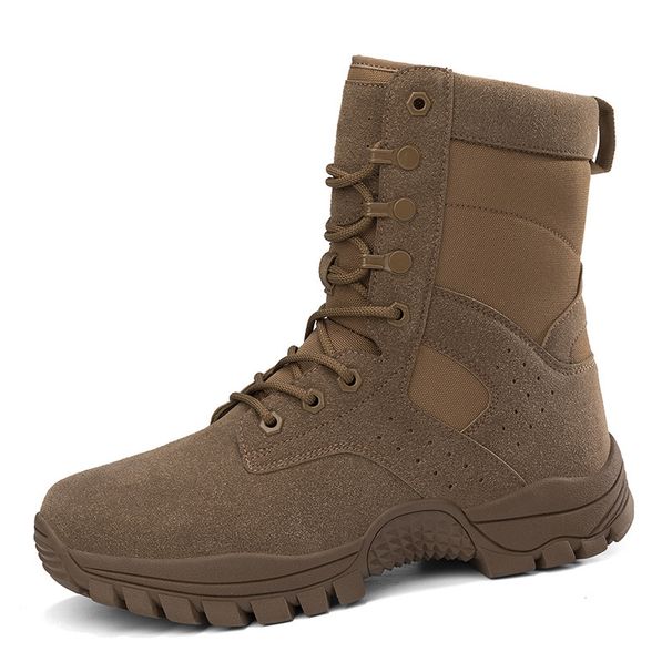 Men's Tactical Military Boots High Top Combat Boots Outdoor Training Hiking & Work, Durable Leather Upper Tactical Boots Shoes Desert Work Boots_vogvips.com