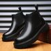 European Warm Series 2025 Korean Version British Style Men's Casual High-top Shoes Business Simple Leather Martin Slip-on Short Boots_vogvips.com