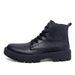 2025 Autumn Men's Martin Mid-Calf Leather Outdoor Work British Style Black Boots Thick Sole Lace-Up_vogvips.com