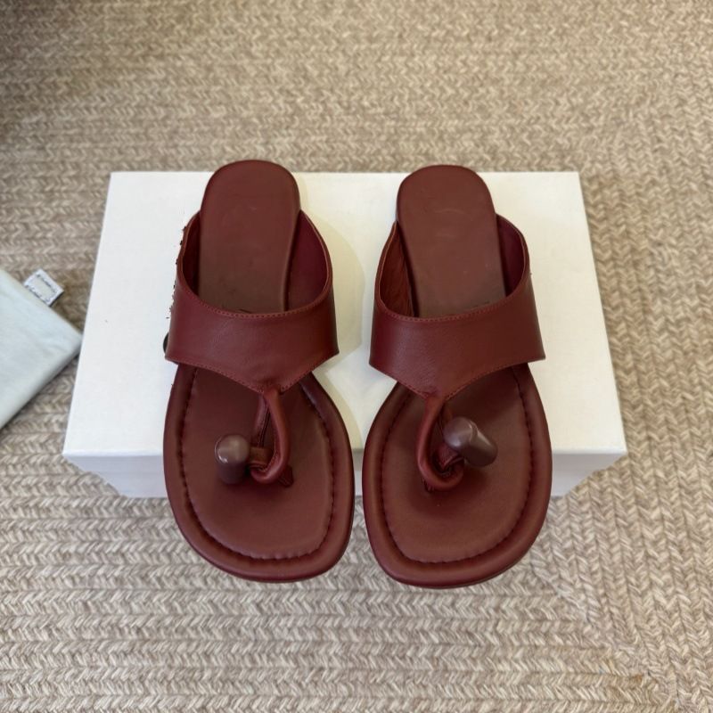 Summer 2026 Women's Genuine Leather Flip Flops Flat Sandals Fashionable Versatile Soft Sole Comfortable Outdoor Beach Slippers Red Black_vogvips.com
