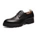 Euro Step 2025 Spring New Thick Sole British Brogue Carved Versatile Men's Pointed Leather Shoes Men_vogvips.com