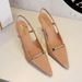 2629-A2 European And American Style Banquet Pointed Toe Heels Stiletto Patent Leather Metal Buckle Backless Back Strap_vogvips.com