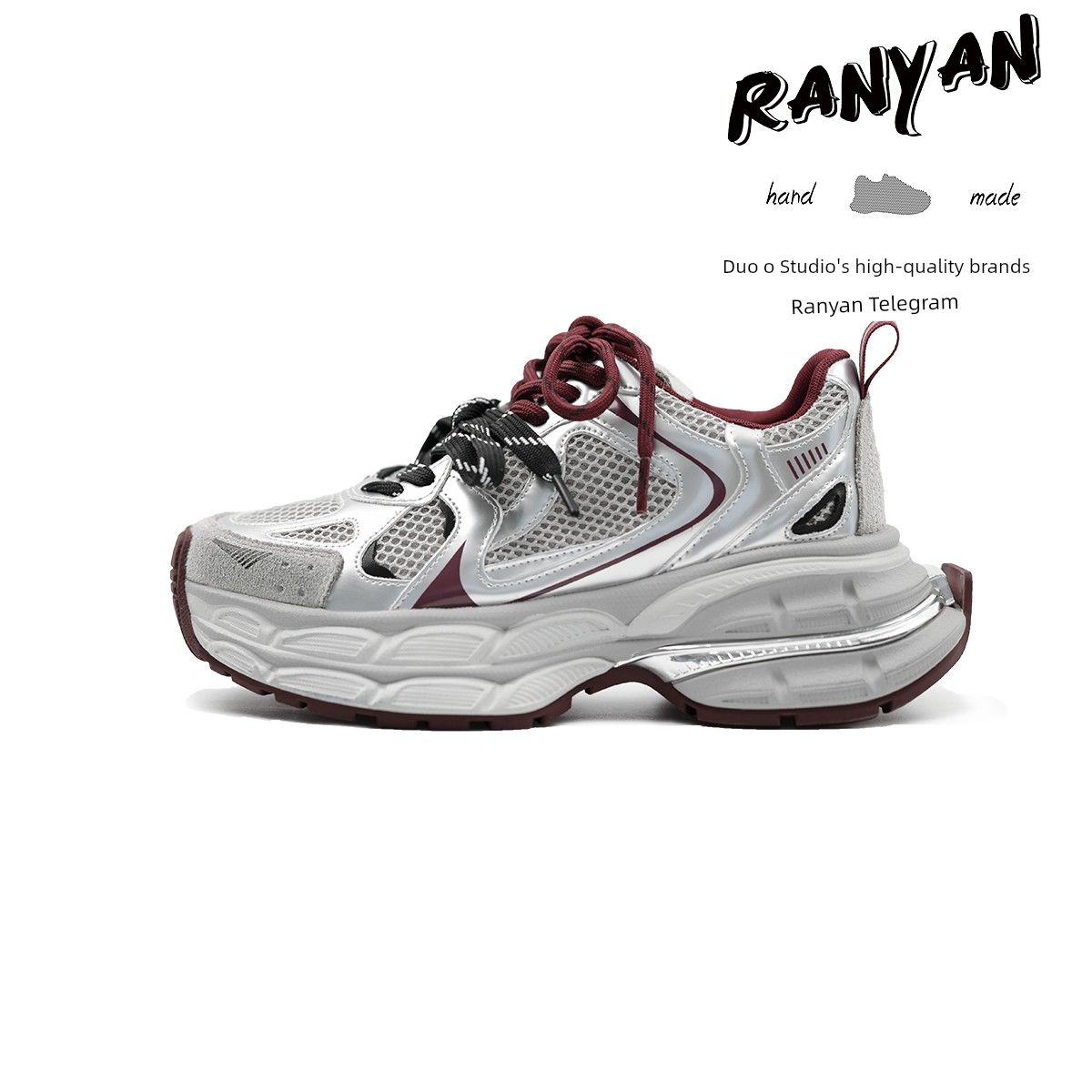 Ran Yan 2024 Spring New Arrival Thick Bottom Height-Increasing Leather Faded-Effect Clunky Sneakers Easiest Match_vogvips.com