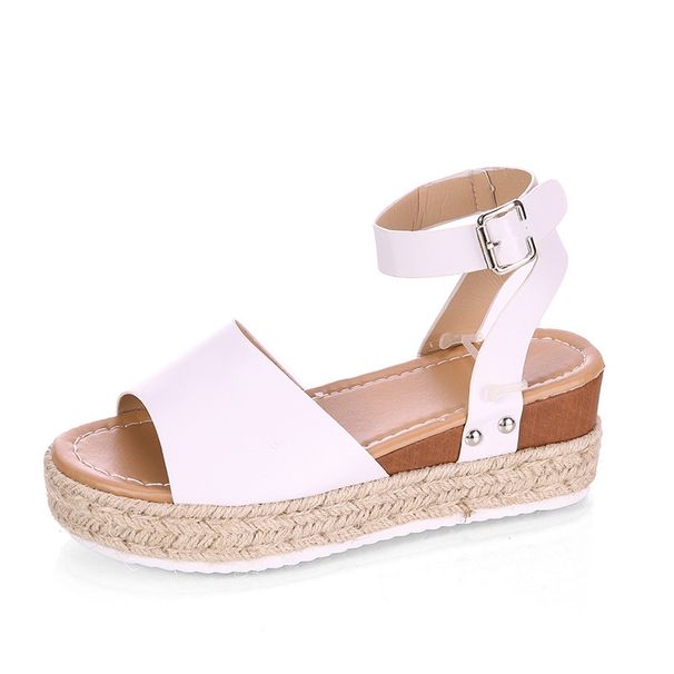 Large Size 43 For Women 2023 Summer New European And American Style Woven Thick-Soled Ankle Buckle Open-Toe Sandals_vogvips.com