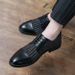 Euro Step Bullock British Business Korean Style Groomsman Suit Black Formal With 4cm Hidden Heel Increase 6 Striped Casual Leather_vogvips.com