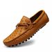 Men's Lazy Genuine Leather Woven Handmade Business Formal Attire, Bean Shoes, Men's Driving Shoes_vogvips.com