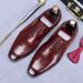 Cowhide shoes men's business British formal leather shoes carved fashion wedding square toe men's leather letter Oxford shoes_vogvips.com