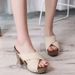 Summer Women Sandals Square High Heel Platform Flock Casual Rivet Pumps Peep Toe Female Elegant Ladies Shoes Zapatos De_vogvips.com