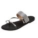 Large Size One Word Sandals, Women's Fashionable Outdoor Summer Breathable Rhinestones, Casual Cool Shoes_vogvips.com