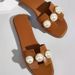 New Pearl Flat Slippers For Women Wear Beach Sandals With Low Heels_vogvips.com