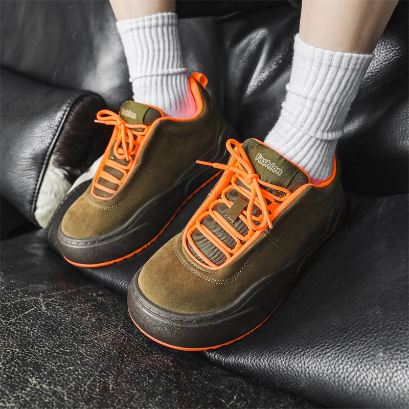 Men's Trendy Casual Sneakers - Round Toe Slip-Resistant Low Top Shoes With Thick Sole For Daily Wear_vogvips.com