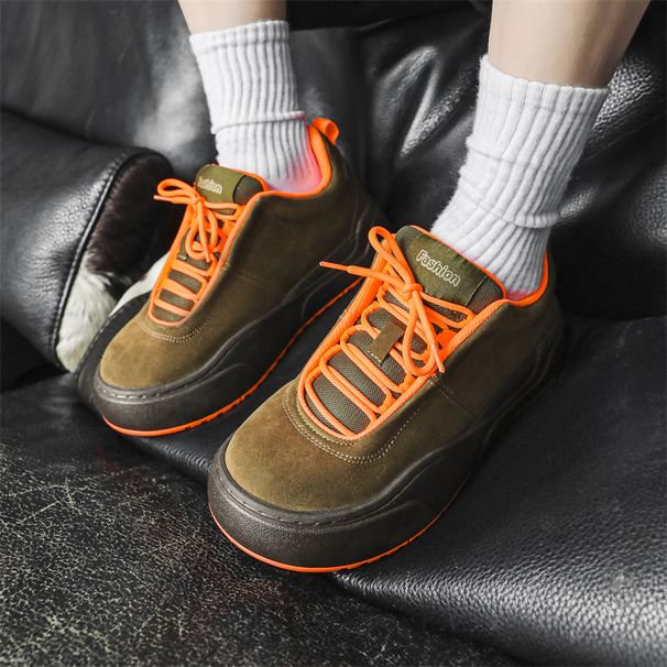 Men's Trendy Casual Sneakers - Round Toe Slip-Resistant Low Top Shoes With Thick Sole For Daily Wear_vogvips.com