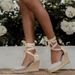 Women's Shoes Summer New Large Size Wedge Heel Women's Sandals Thick Bottom Baotou Baohe Ankle Ring Strap Cloth Rope Sandals Women_vogvips.com