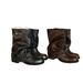 Grape Mom Same Hot Girl Booties~ Fashionable Wasteland Style Pleated Buckle Western Short For Women Autumn Pile Boots_vogvips.com